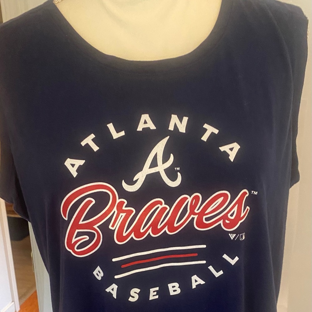 Atlanta Braves, MLB Navy Muscle Tee with Red and White Logo